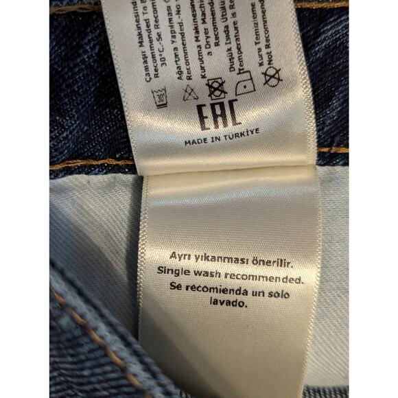 High Rise Straight Leg Jeans Dark Wash Blue Denim Classic Fit by Nocturne - Picture 9 of 13